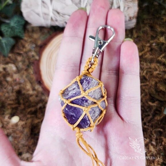Raw Amethyst Crystal Keychain #2 - Picture 2 of 2